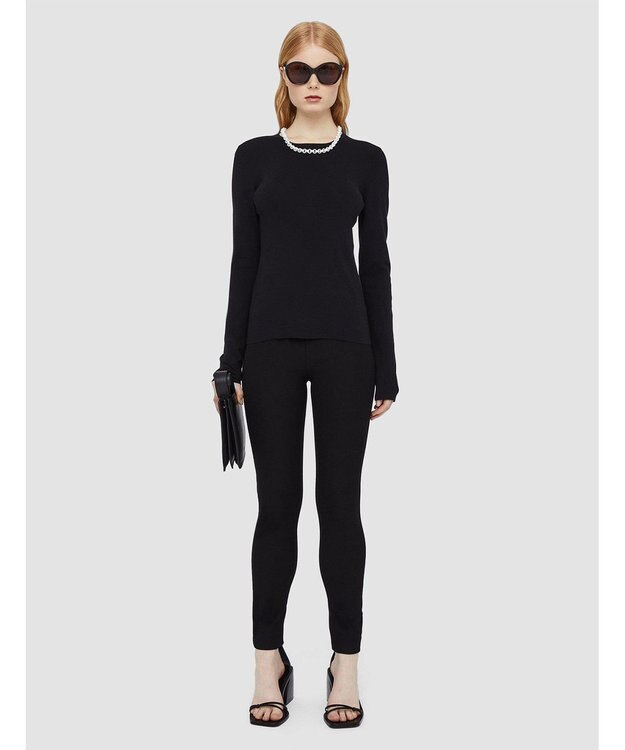 JOSEPH 【FOUNDATIONS】【洗える】シルクストレッチ　ラウンドネックニット Black