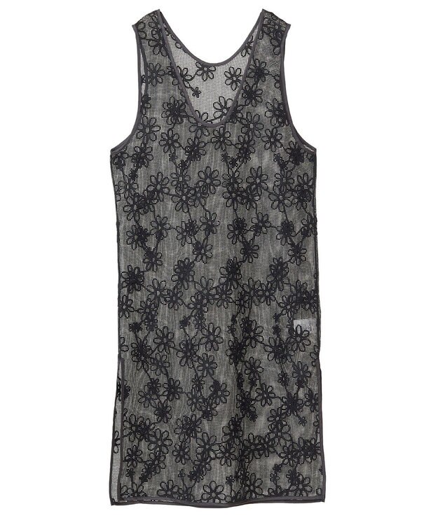 earth music&ecology コード刺繍ベスト Black