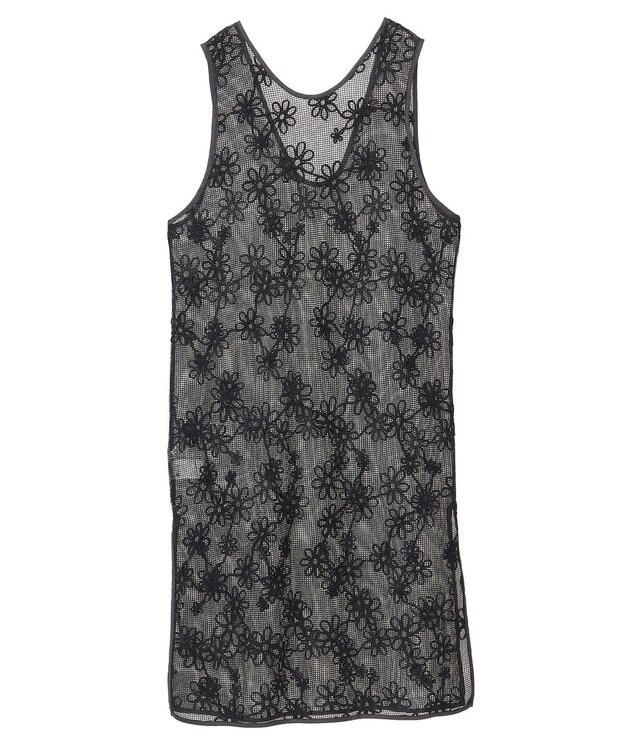 earth music&ecology コード刺繍ベスト Black