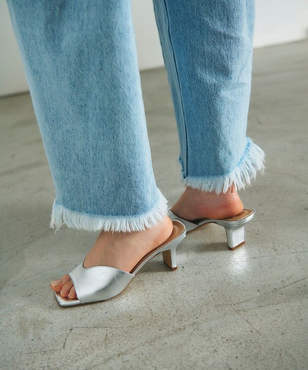 GRACE CONTINENTAL FABIO RUSCONI メタリックミュール シルバー