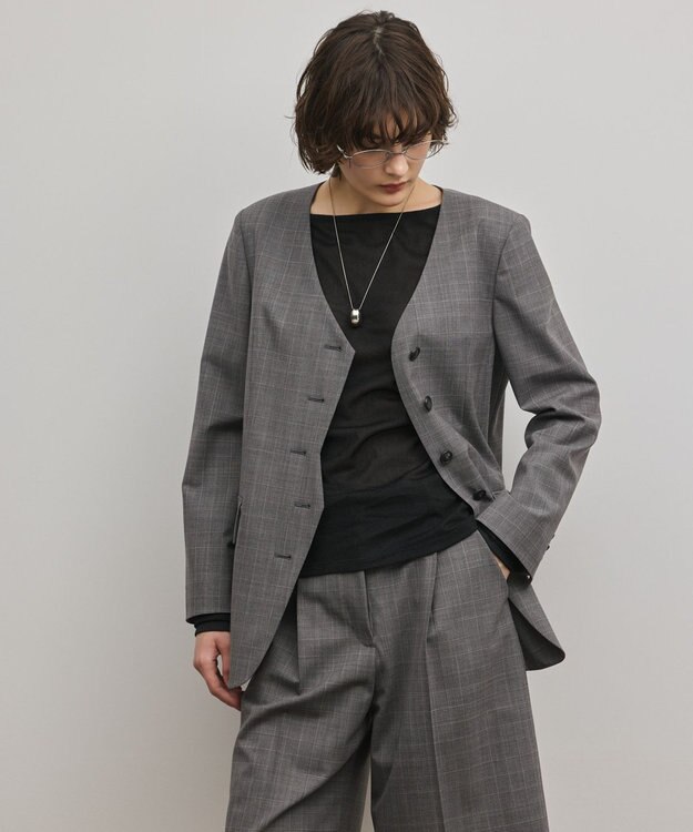 GRACE CONTINENTAL デザインフロントジャケット グレンチェック