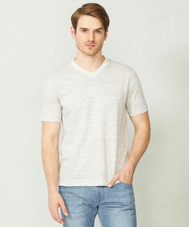 JOSEPH ABBOUD 【吸水速乾】リネンハニカムTシャツ アイボリー系