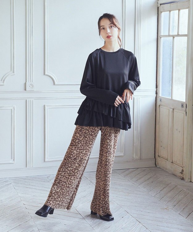 earth music&ecology アソートセルフカットパンツ Leopard