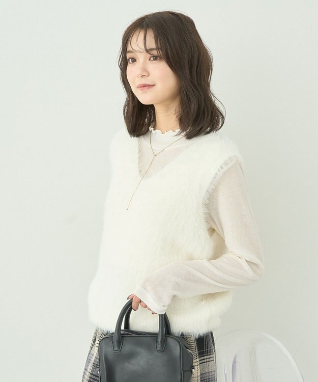 earth music&ecology シャギーベスト Off White