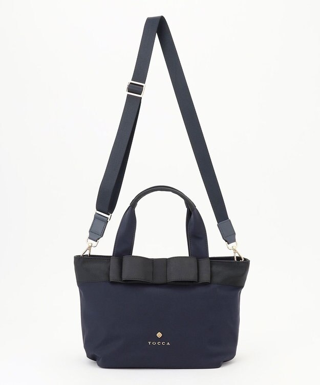 TOCCA 【大人百花掲載】【撥水】RIBBON BRICK TOTE M トートバッグ M ネイビー系