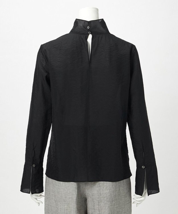 23区 【GOLD LABEL】オーガンジー タートルネック ブラウス ブラック系