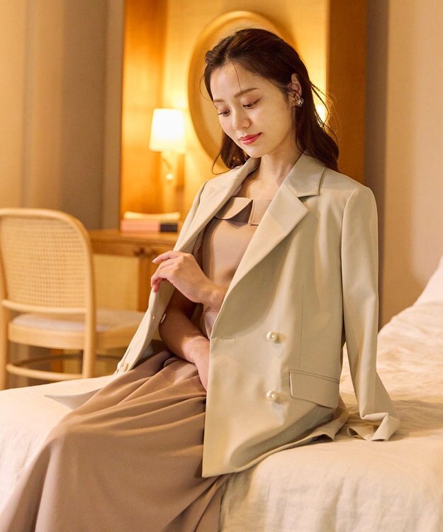 Feroux シアーリボンショルダー ジャンパースカート ピンク系