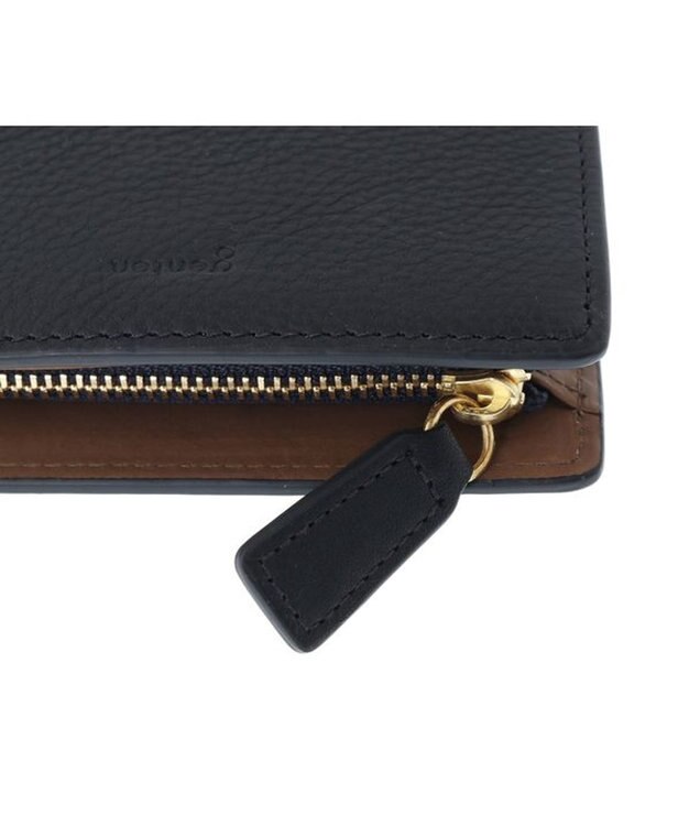 genten ミネルヴァ2 二つ折り財布内Lファスナー ネイビー