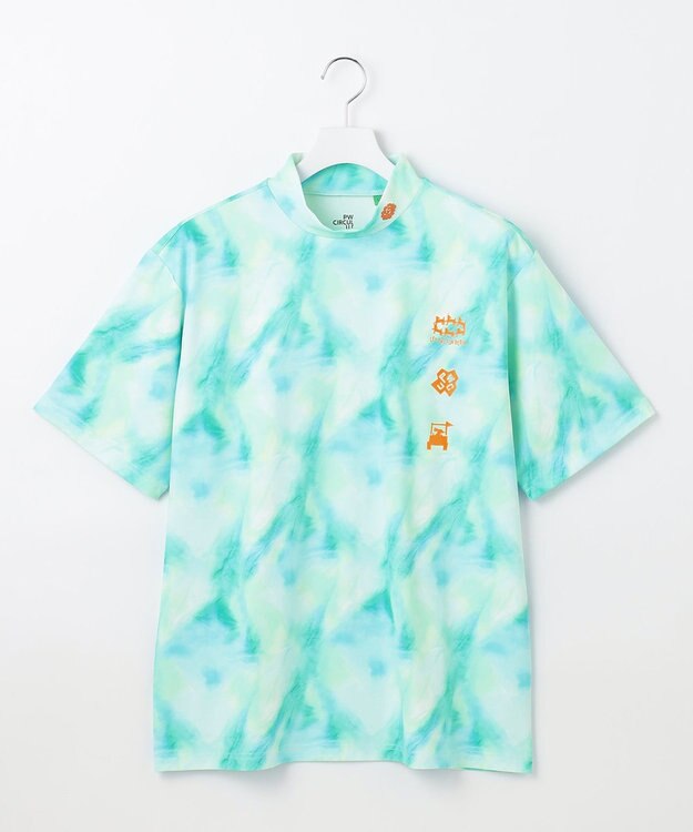 PW CIRCULUS 【吸水速乾 / UV遮蔽率99.5%  UVカット / ストレッチ】【MEN】タイダイ柄モックネックT ゴルフ ブルー系5