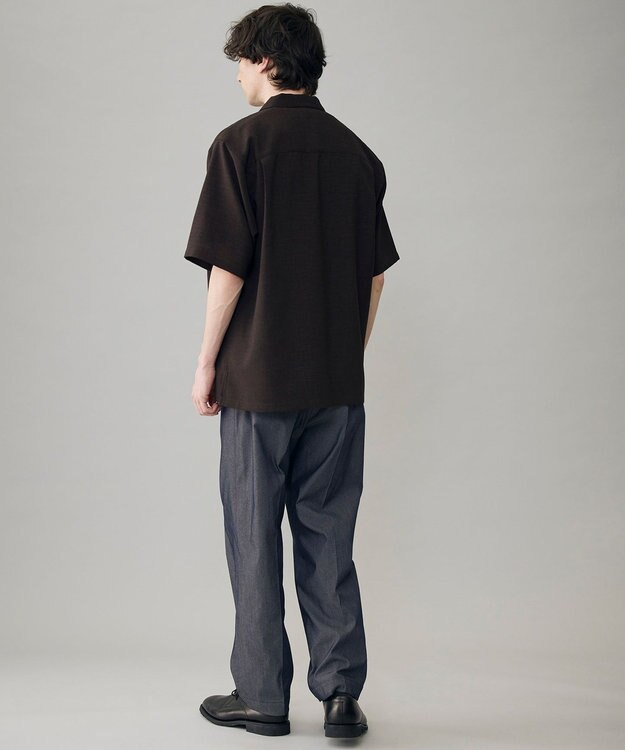 UNFILO MENS リネンライク シャツ ブラウン