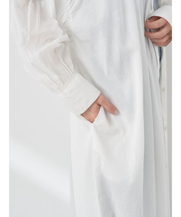 earth music&ecology コットンボイルギャザーワンピース Off White