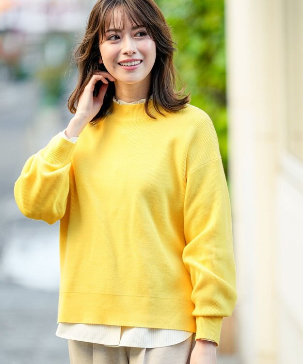 ANY SIS S ラインポイント ニット ライトイエロー