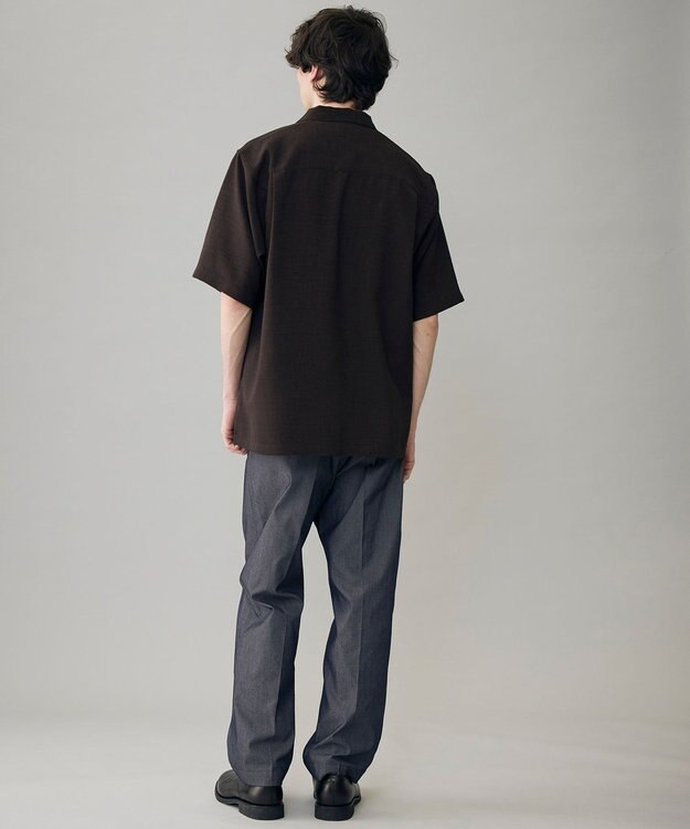 UNFILO MENS リネンライク シャツ ブラウン