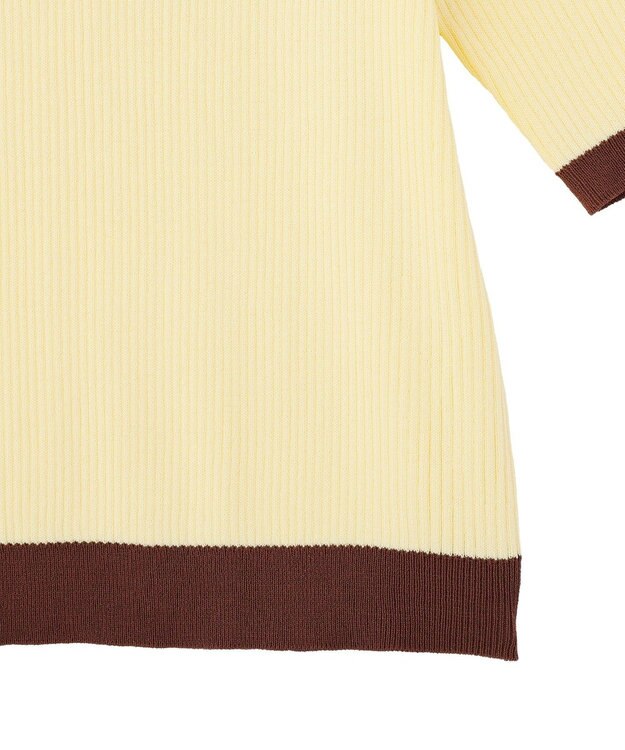 earth music&ecology ヘンリーネック半袖ニットプルオーバー Yellow