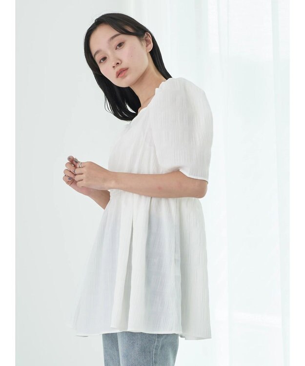 earth music&ecology スクエアネックチュニック Off White