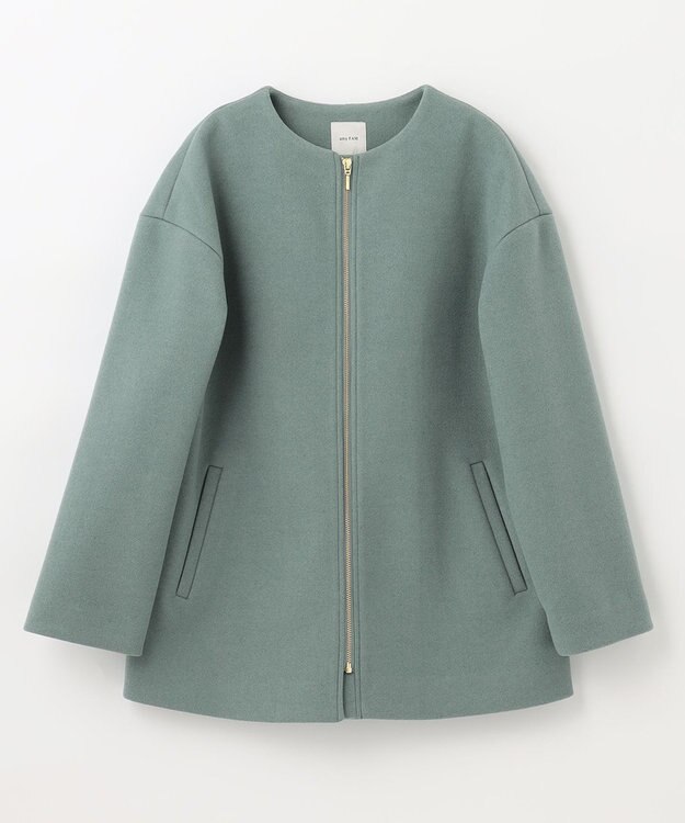 ANY ファイバーウール ノーカラーコート ミントグリーン