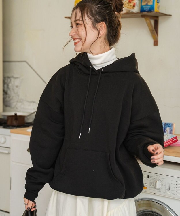 WEGO 【ユニセックス着用ITEM/MLXLサイズ展開/新色追加/裏起毛】スウェットプルパーカー ブラック