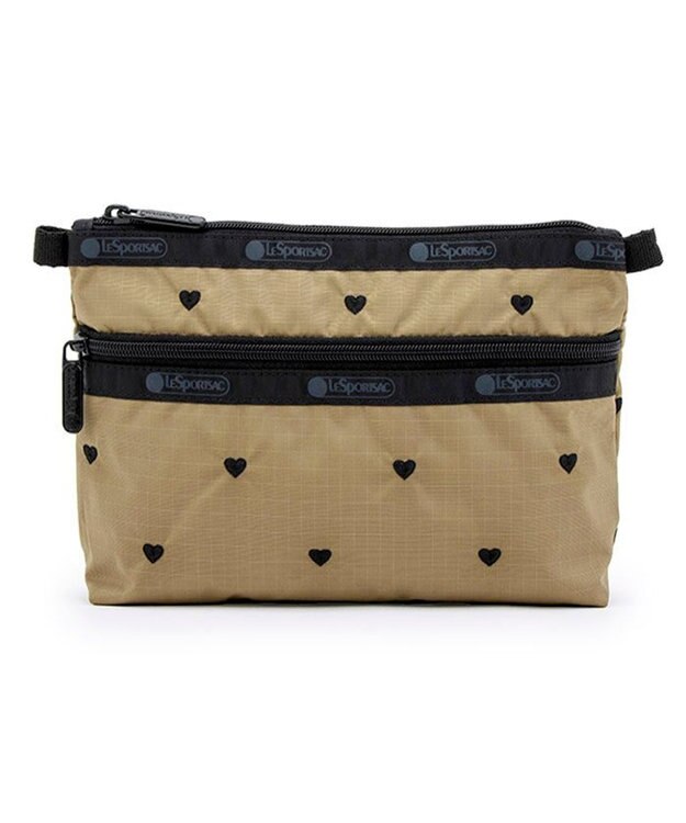 LeSportsac COSMETIC CLUTCH/モカブラックハートエンブロイダリー