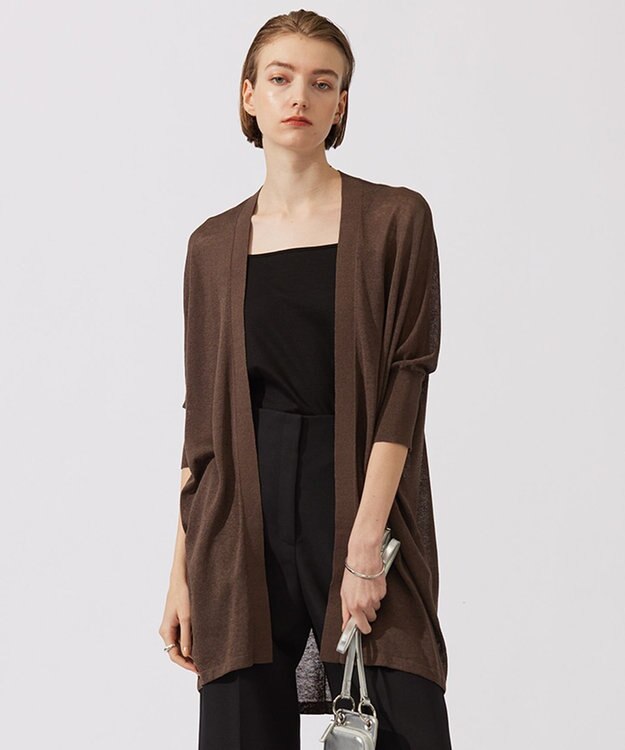 ICB 【洗える】 リネンポリエステルハイゲージ カーディガン ソイル系