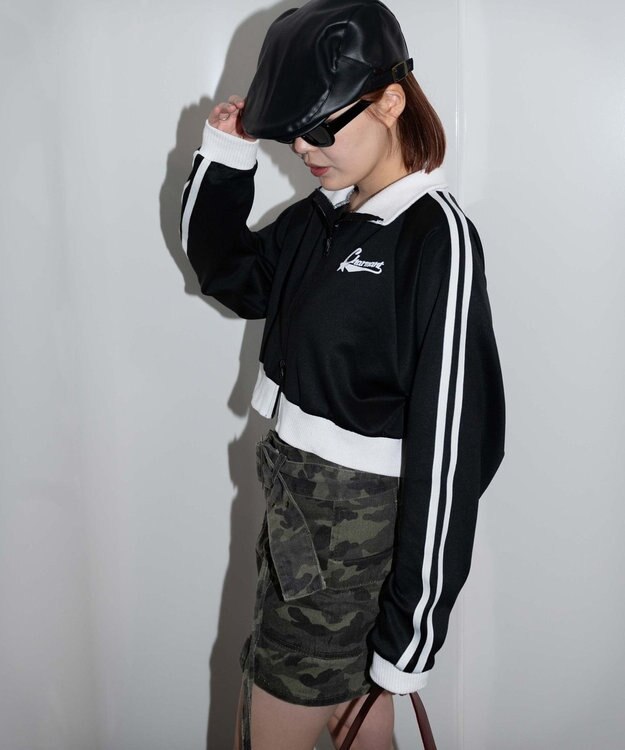 WEGO ロゴプリントトラックジャケット ブラック