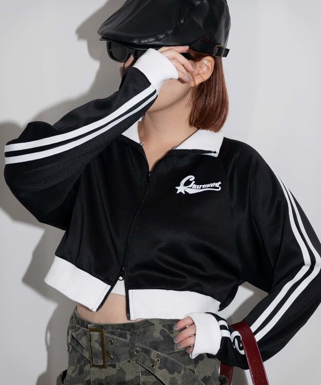 WEGO ロゴプリントトラックジャケット ブラック