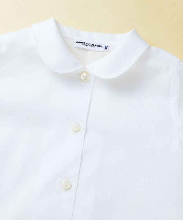 MIKI HOUSE HOT BISCUITS 【ミキハウス】【90-130cm】 天竺素材の半袖ブラウス 白