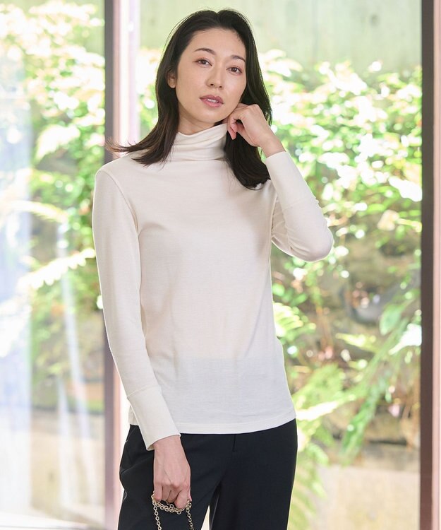 自由区 【洗える】ベアフライスボトルネック カットソー ベージュ系