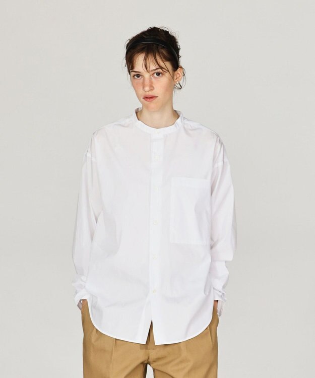 LENO BAND COLLAR SHIRTS 《UNISEX》 バンドカラーシャツ WHITE