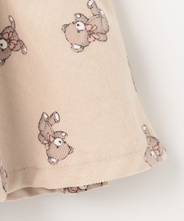 ANY KIDS チェック柄/アニマル柄スカパン ベージュ系クマ