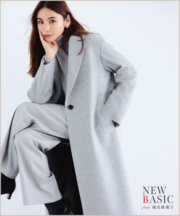 23区 【滝沢眞規子さん着用】ウールカシミヤビーバー チェスター コート ライトグレー系