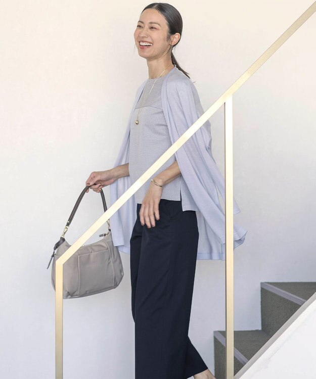 J.PRESS LADIES セルロースジャージー ロング カーディガン サックスブルー系