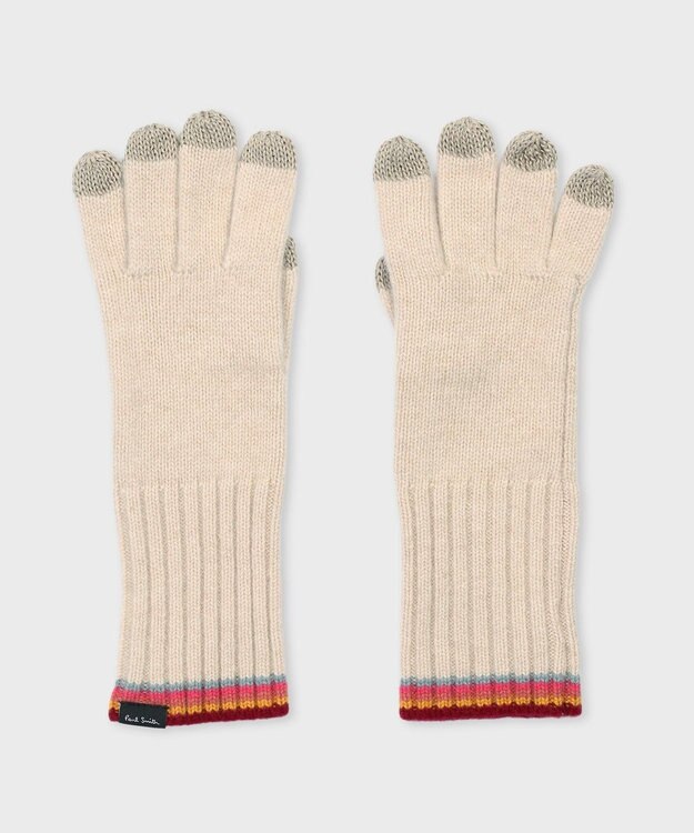 Paul Smith ストライプ リブニット グローブ ベージュ