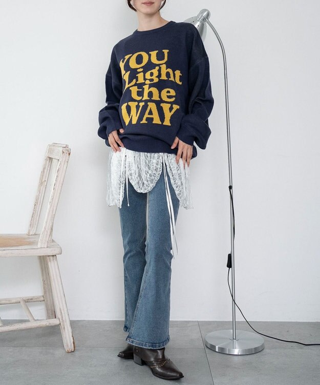 WEGO 【洗える】グラフィックニットBIGプルオーバー 柄3