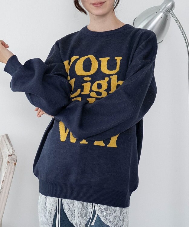 WEGO 【洗える】グラフィックニットBIGプルオーバー 柄3