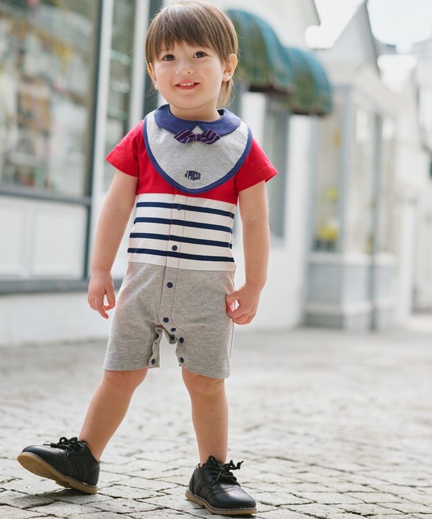 J.PRESS KIDS 【BOX付き】【70㎝】ロンパース&蝶ネクタイスタイ セット レッド系1