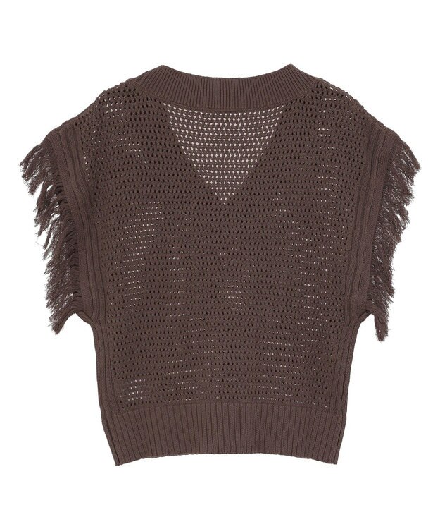 AMERICAN HOLIC 袖フリンジショート丈プルオーバー Brown