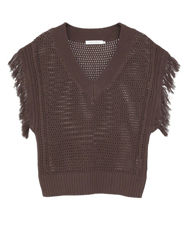 AMERICAN HOLIC 袖フリンジショート丈プルオーバー Brown