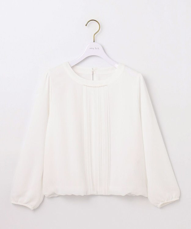 ANY SIS 【洗える】フロントプリーツシフォン ブラウス オフ