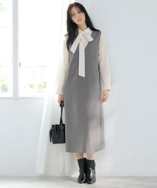 ANY SIS L ボウタイ付きビジュー シャツ アイボリー