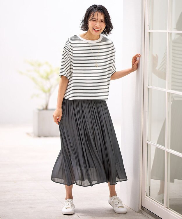 ANY L フライスワイドTシャツ ボーダー