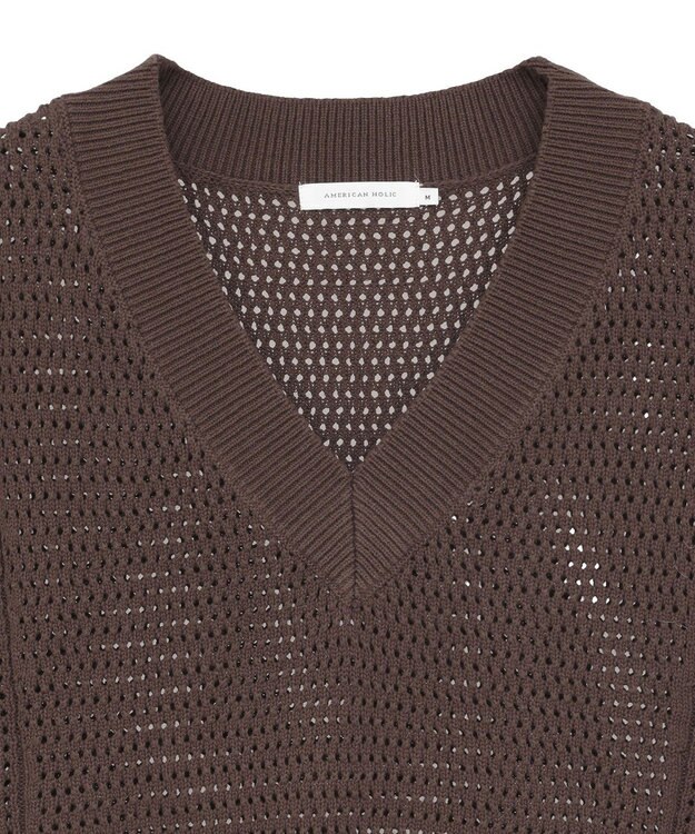 AMERICAN HOLIC 袖フリンジショート丈プルオーバー Brown