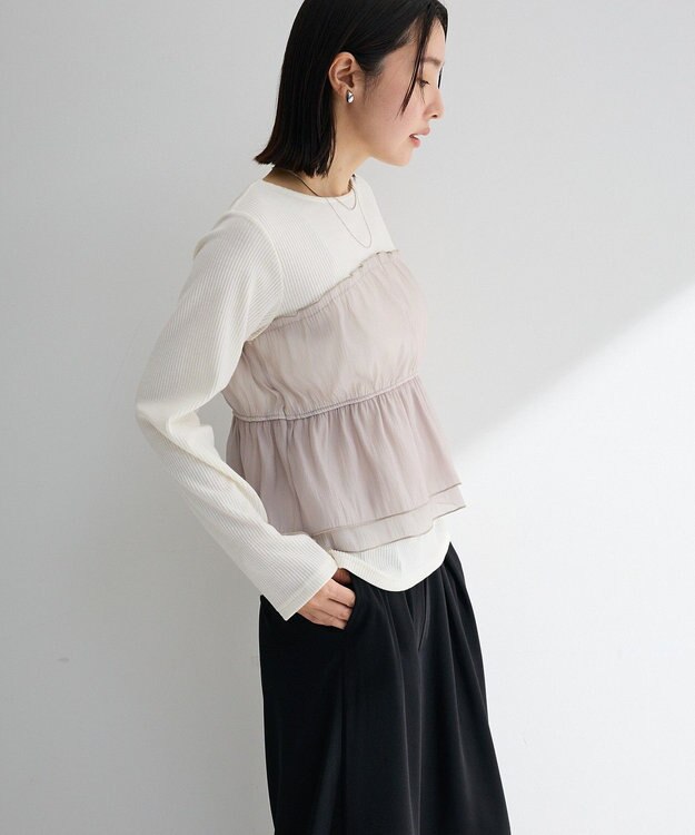 Green Parks オーガンジービスチェドッキングプルオーバー Gray