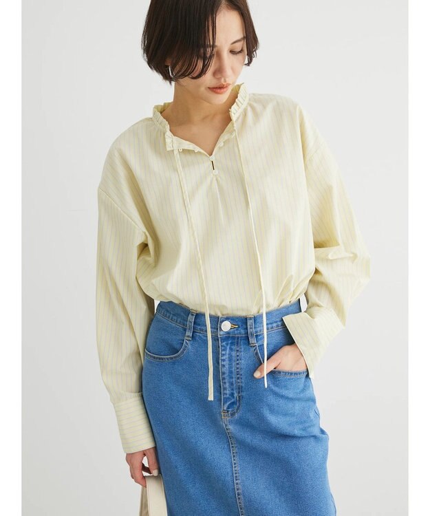 Green Parks スタンドフリルアソートブラウス Yellow