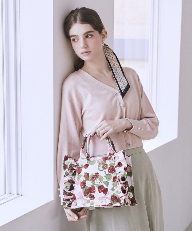 Maison de FLEUR いちごゴブランフロントフリルバッグ Red