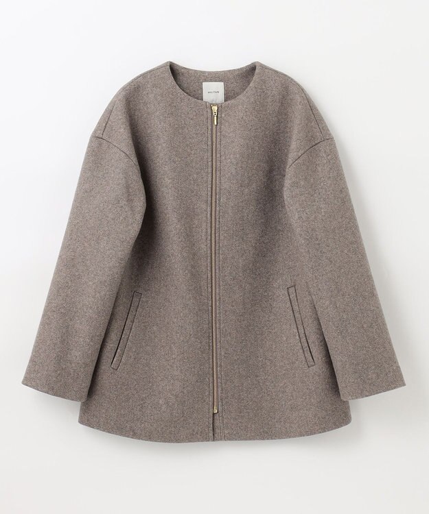 ANY ファイバーウール ノーカラーコート グレッシュモカ