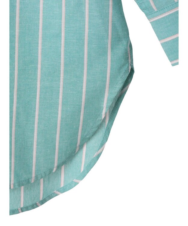 Green Parks 綿麻混オーバーサイズシャツチュニック Stripe Green