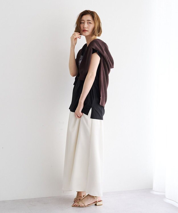YECCA VECCA サテンフレアスカート Ivory
