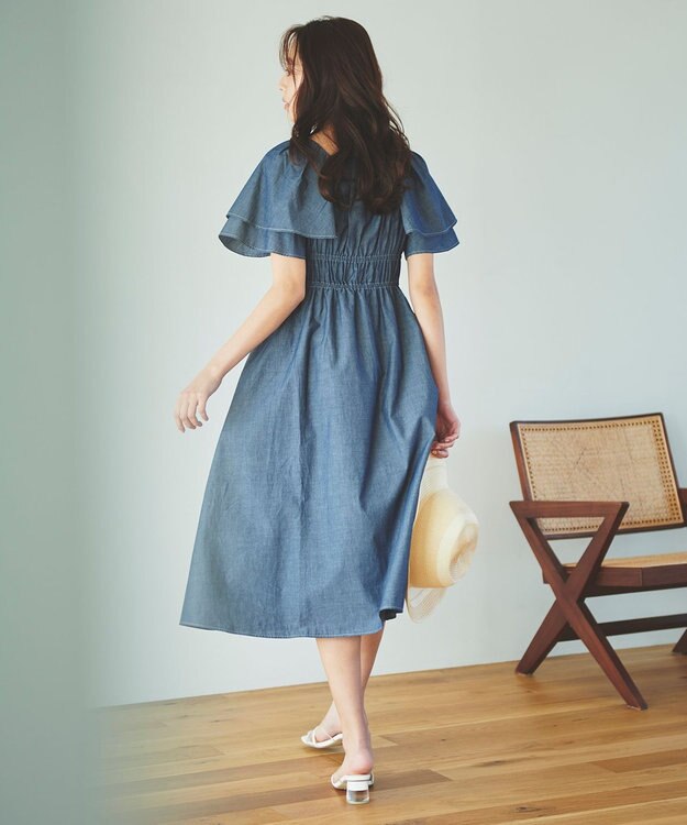 Feroux 【洗える】ラッフル ワンピース ブルー系