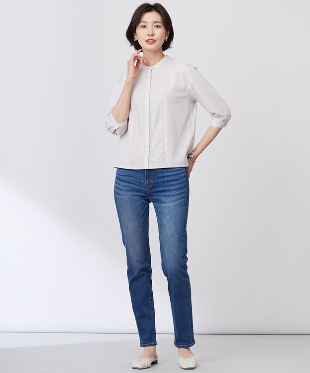 J.PRESS LADIES S 【洗える】BASIC STRETCH DENIM スキニー パンツ ユーズド系