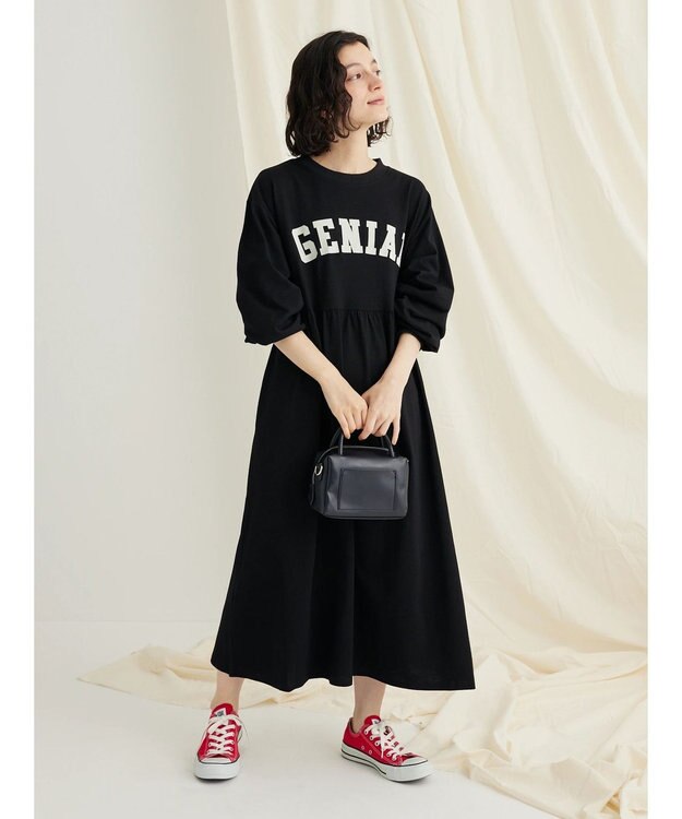 CRAFT STANDARD BOUTIQUE ウ゛ィンテージ風天竺　フロッキークラックＰＴ　ＯＰ　 Black